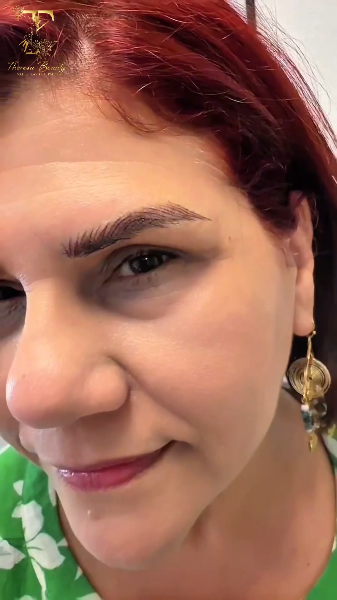 Portrait of a client showing hairstroke brows by Theresa in Land O’ Lakes, FL